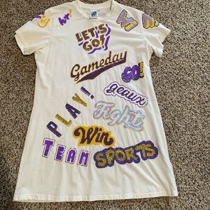 Queen of Sparkles QOS LSU Purple Gold Tigers T-shirt Dress